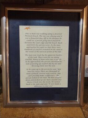 inspirational framed poem with authentic starfish